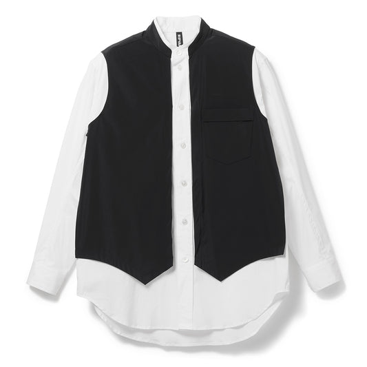 MAO-COLLAR LAYERED SHIRT